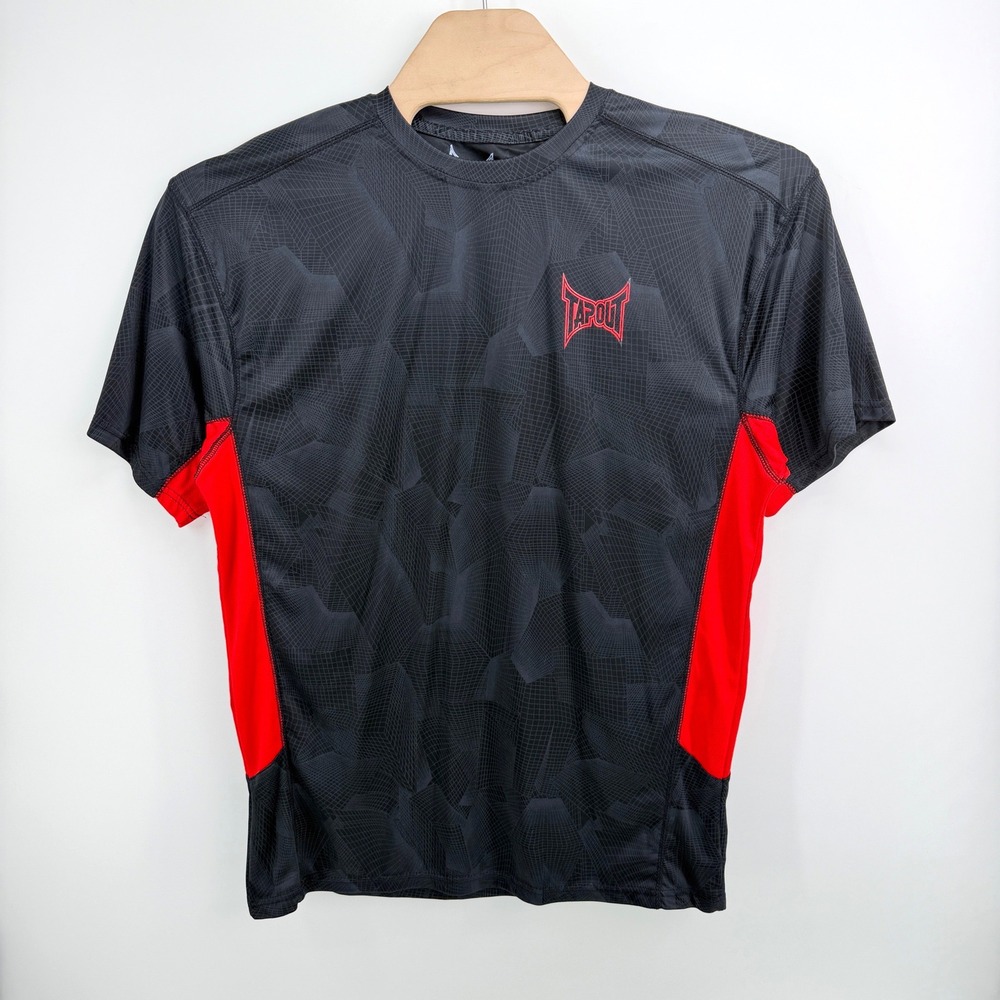 Tapout Performance Shirt XXL Polyester Geometric Grid Black Red MMA Gym Tee